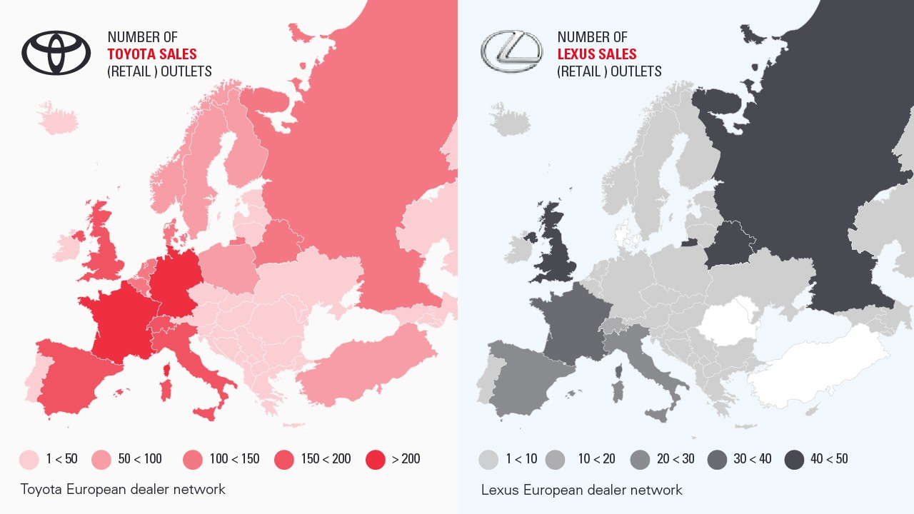 Infographic showing Toyota and Lexus sales in dealer network in Europe
